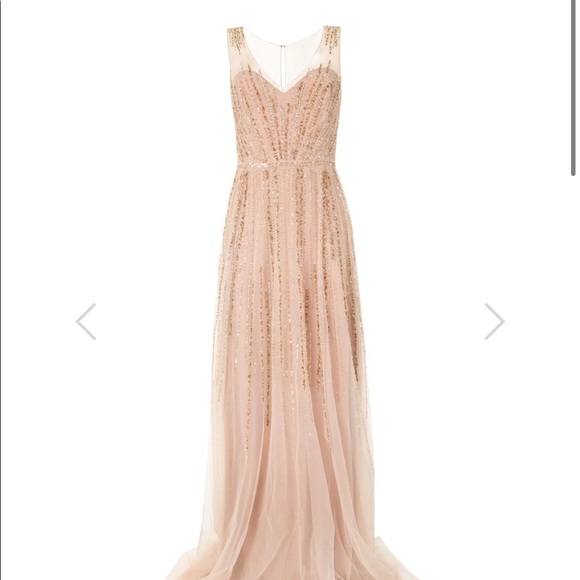 Marchesa Sleeveless Beaded V-Neck Gown - Picture 2 of 8